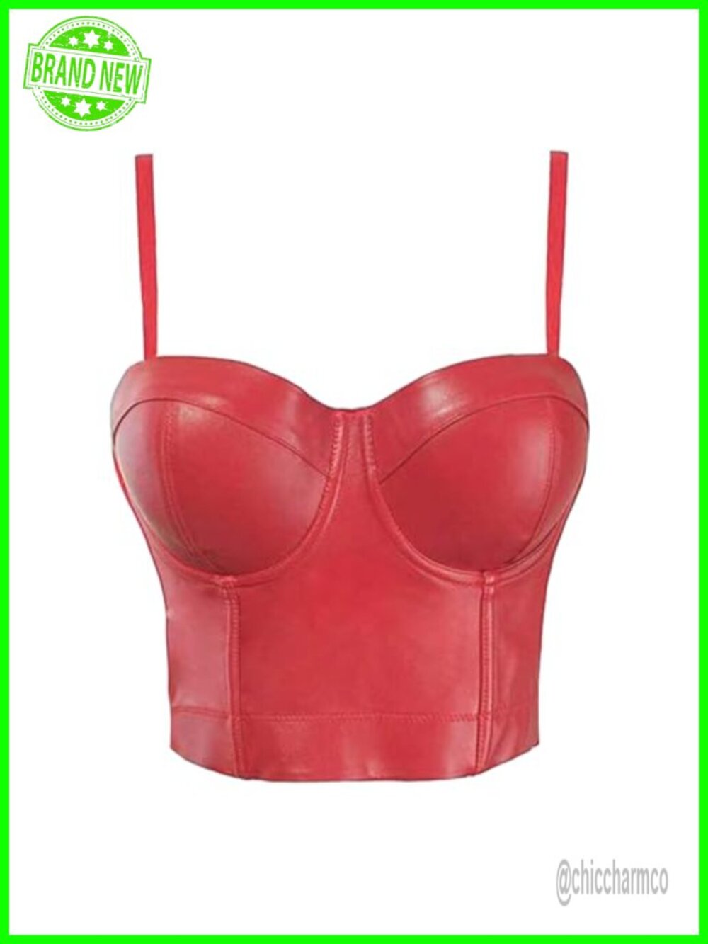 PU Leather Bustier Crop Top Push Up Corset Bra Vest Gothic Punk